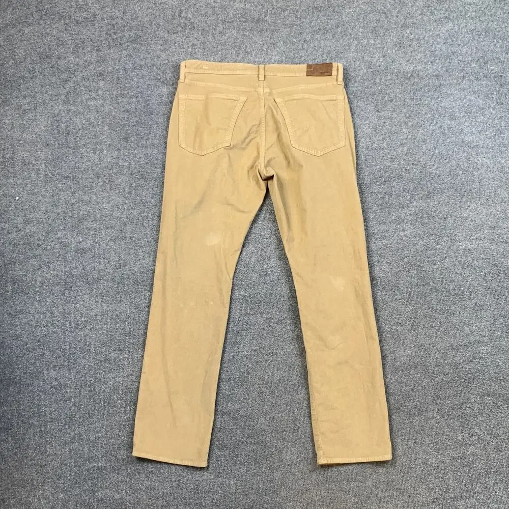 Vintage Cremieux Pants Mens 33 Tan Cotton Blend Stretch Straight Corduroy Chino